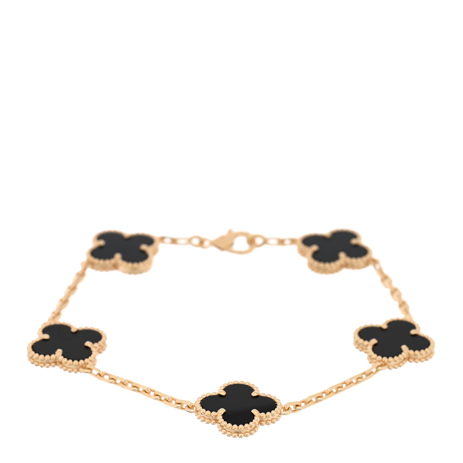 Van Cleef & Arpels ブラック クローバーブレスレット VAN CLEEF 18Kイエローゴールド ブラックオニキス 5モチーフ