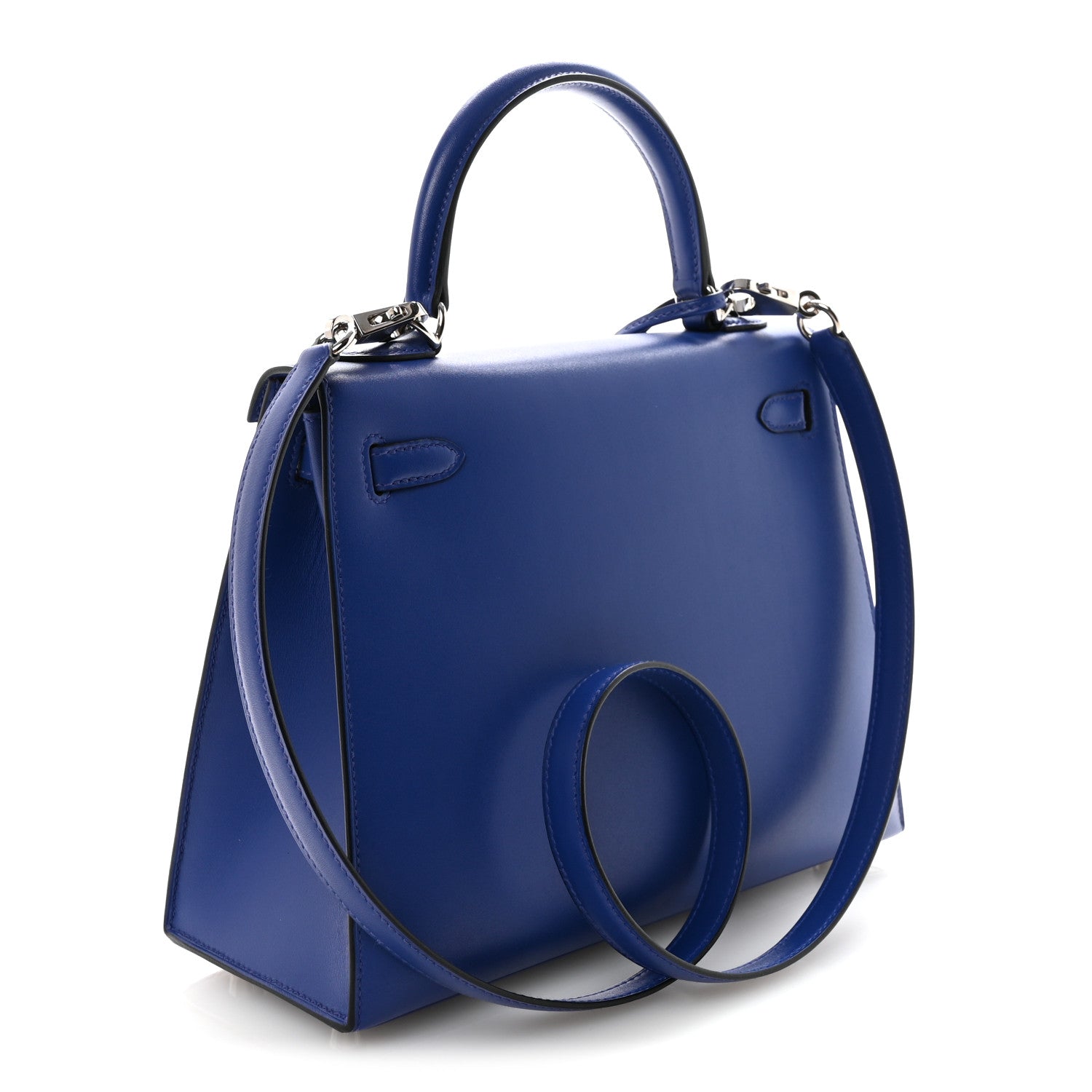 エルメス ケリー 25 外縫い Bleu Electrique ボックス シルバー金具