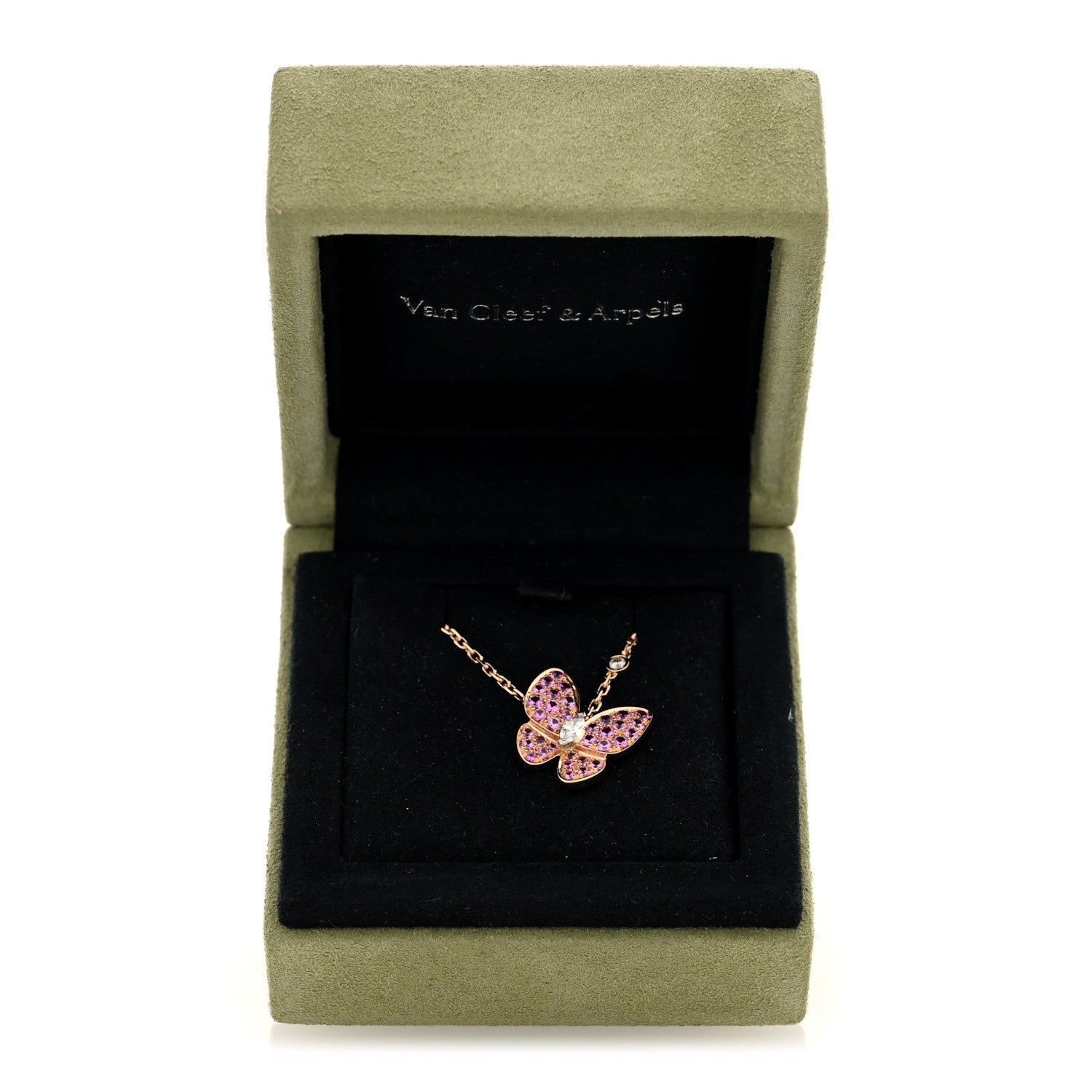 ヴァンクリーフ＆アーペル ツーバタフライ ペンダントネックレス ダイヤモンド 18K ローズゴールド VAN CLEEF & ARPELS TWO BUTTERFLY PENDANT NECKLACE DIAMOND 18K ROSE GOLD