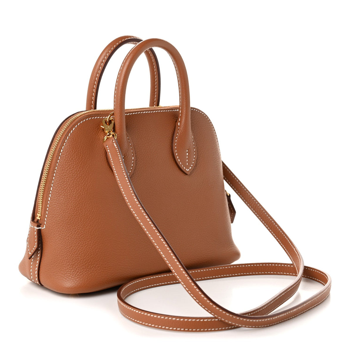 Hermes Mini Bolide 1923 Gold Evercolor Silver Hardware
