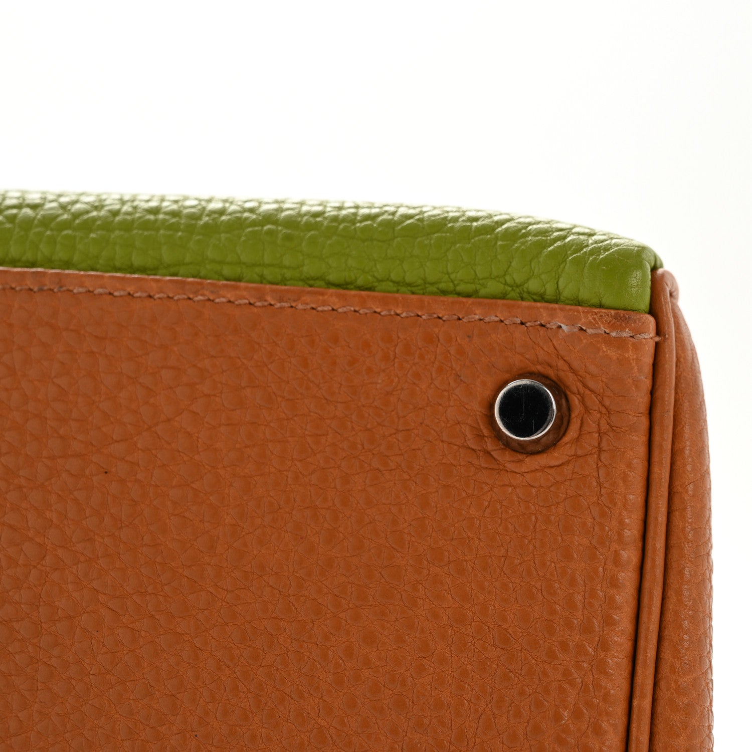 HERMES KELLY 32 SELLIER TRI-COLOR VERT ANIS GOLD VERT OLIVE FJORD / TOGO BLACK HARDWARE