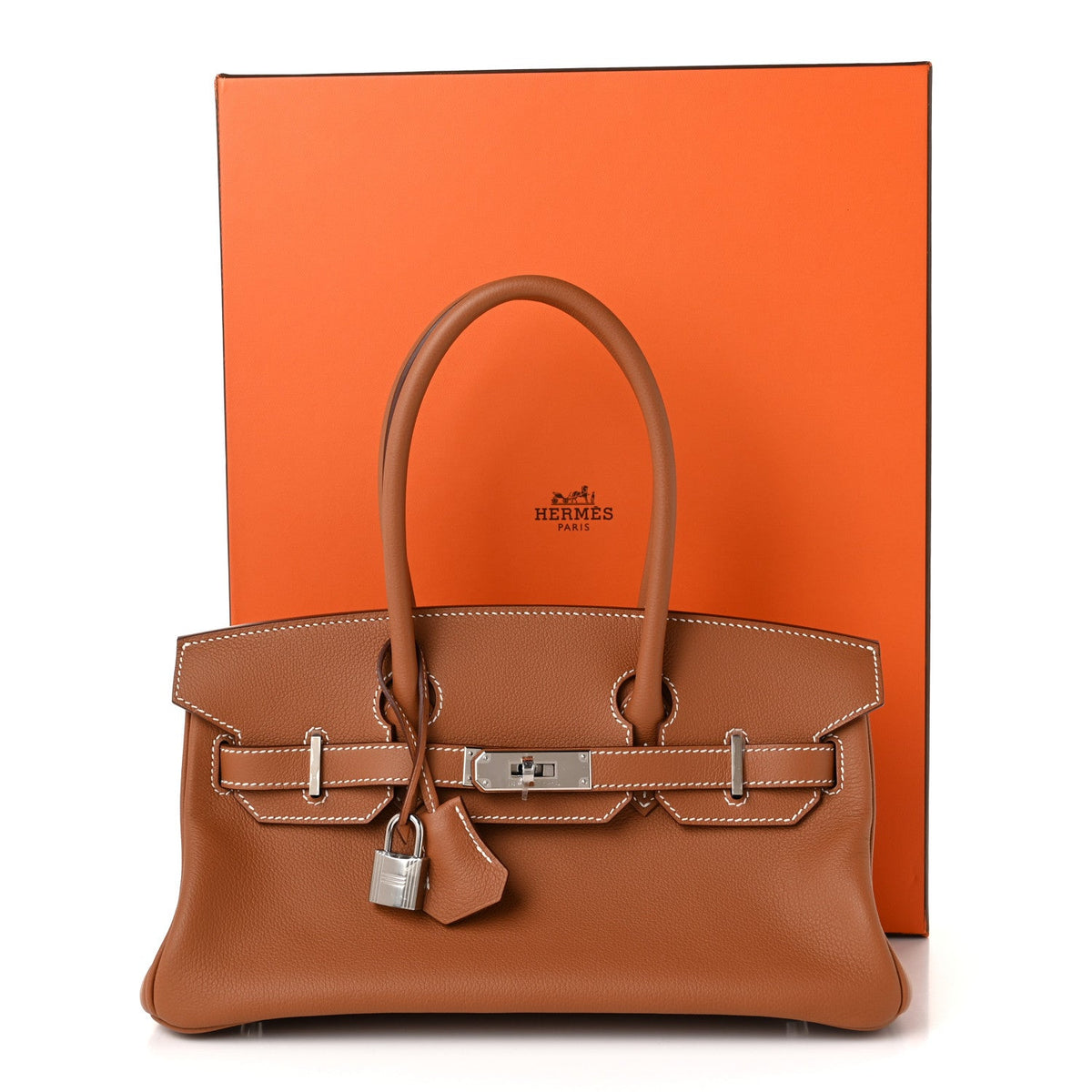 Hermes Shoulder Birkin 29 Gold Evercolor Silver Hardware