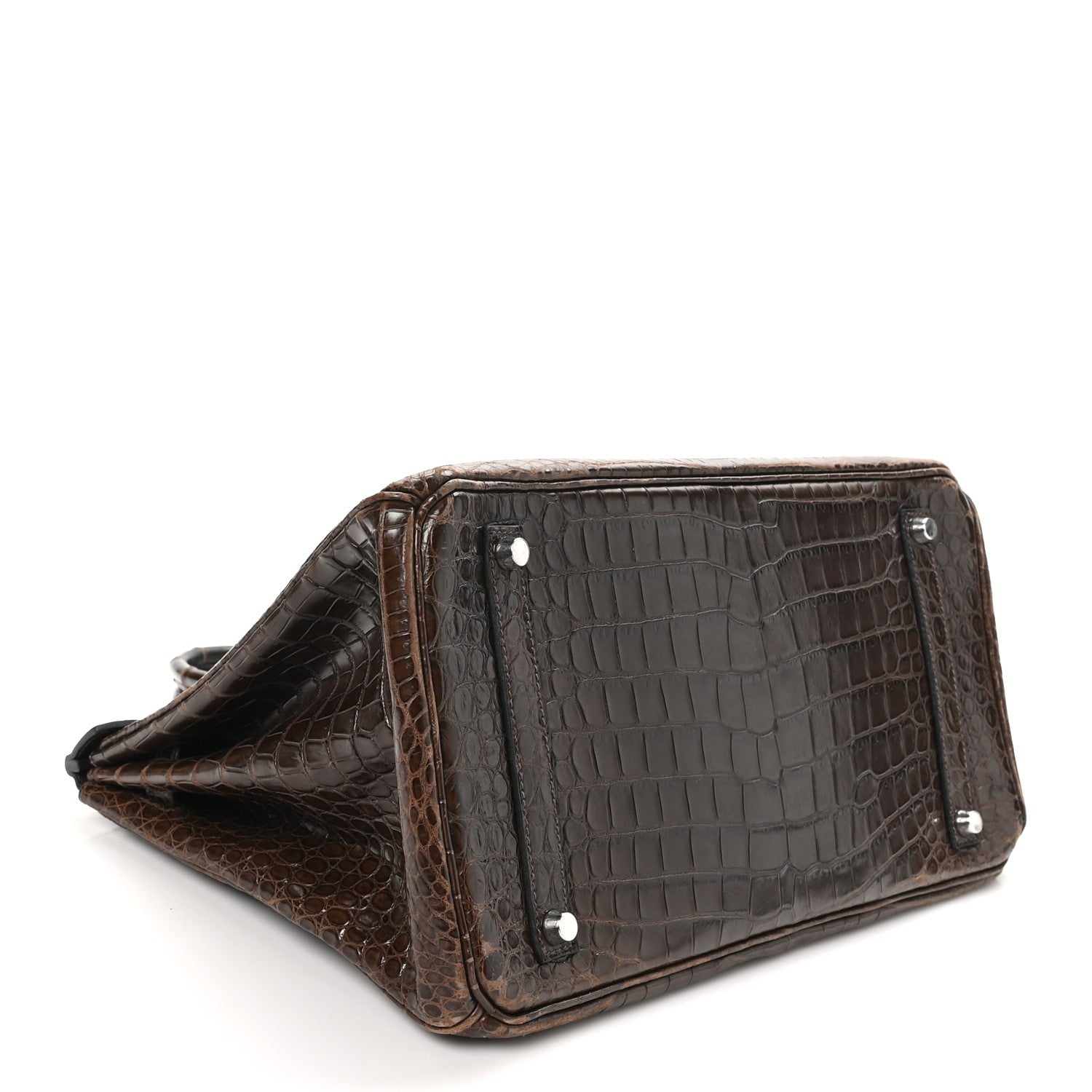 HERMES BIRKIN 35 HAVANE SHINY POROSUS CORCODILE SILVER HARDWARE
