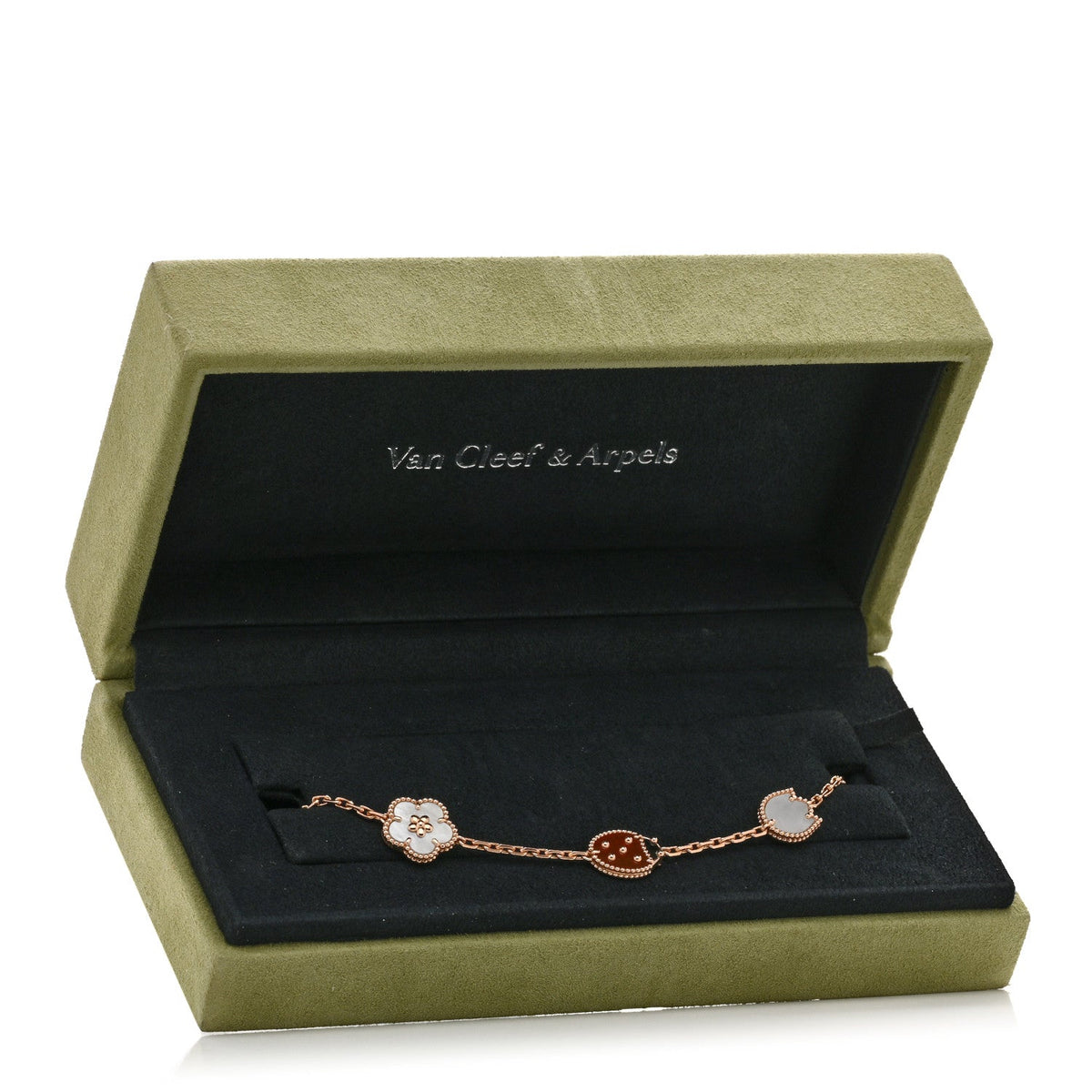 Van Cleef & Arpels Lucky Spring 5 Motifs Bracelet, Multicolor, 18K Rose Gold