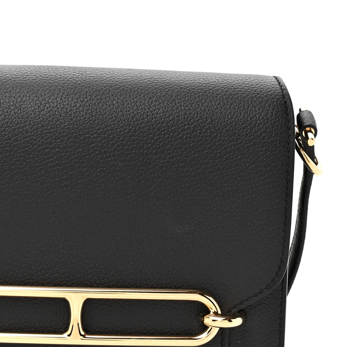 エルメス ミニルリ Black エバーグレイン ゴールド金具 HERMES ROULIS BLACK EVERGRAIN GOLD HARDWARE
