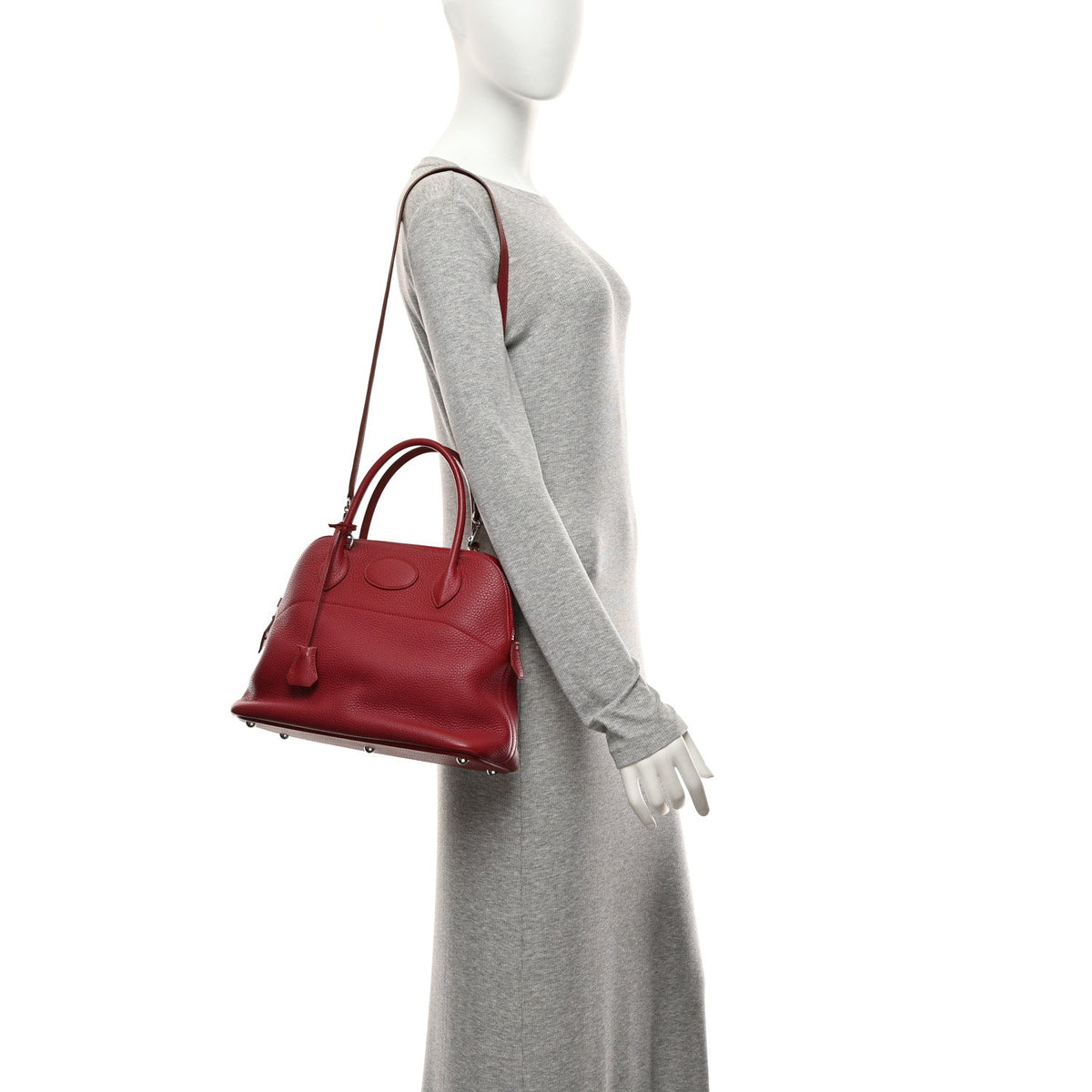 Hermès Bolide 31 Rubis Taurillon Clemence Silver Hardware