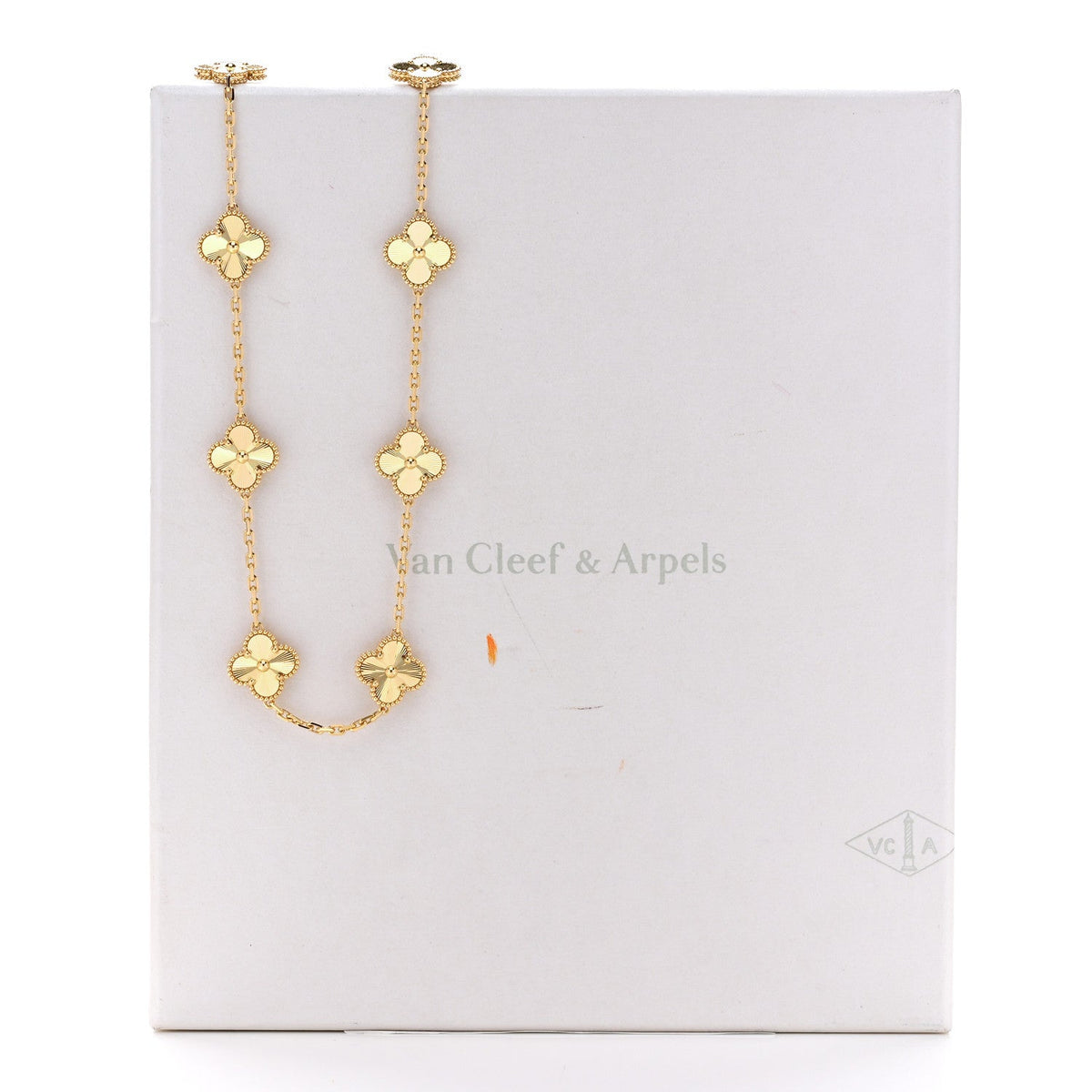 ヴァンクリーフ＆アーペル ヴィンテージアルハンブラ 10モチーフ ネックレス ギョーシェ 18K イエローゴールド VAN CLEEF & ARPELS VINTAGE ALHAMBRA 10 MOTIFS NECKLACE GUILLOCHÉ 18K YELLOW GOLD