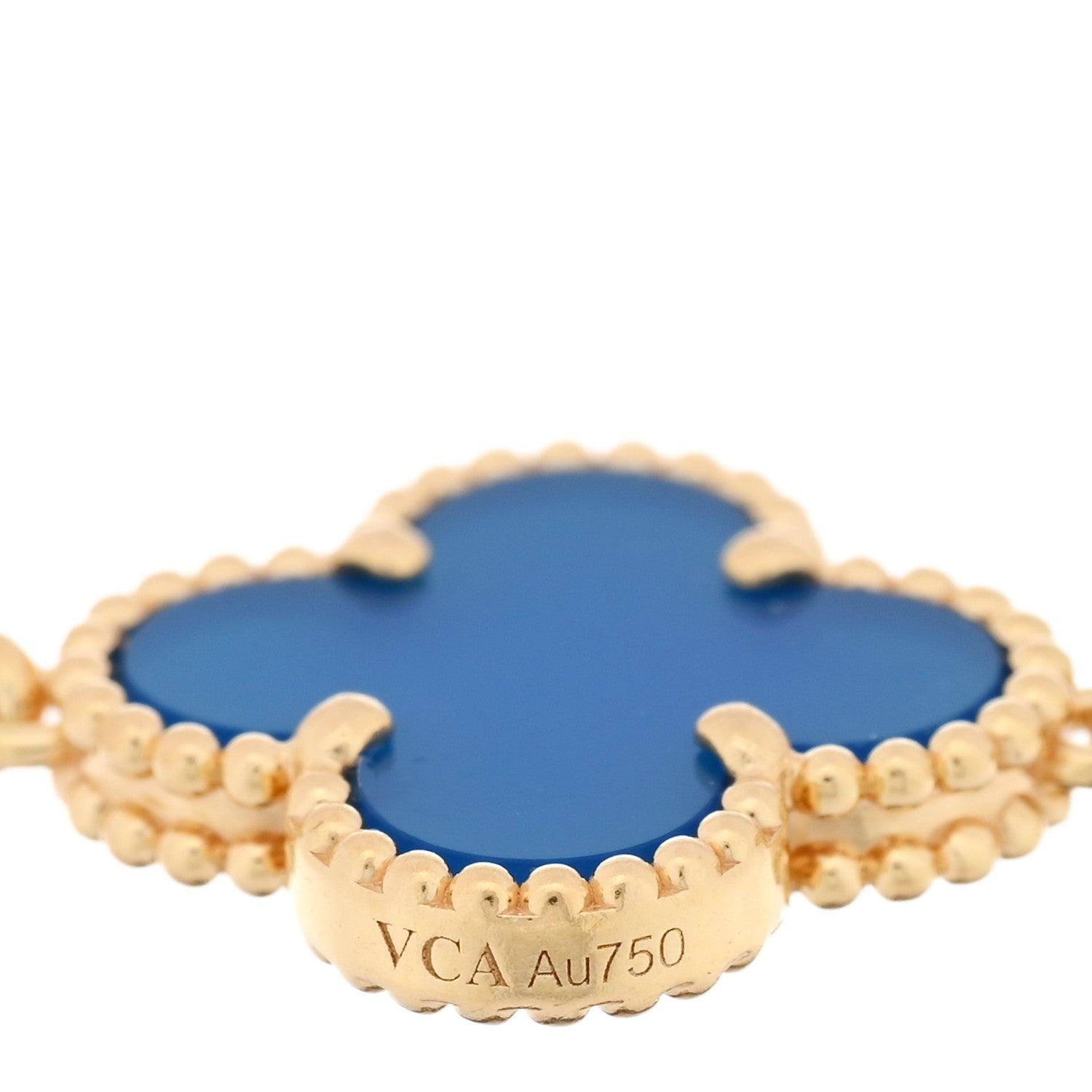 ヴァンクリーフ&アーペル 18Kイエローゴールド ブルーアゲート 5モチーフ ヴィンテージ アルハンブラ ブレスレット