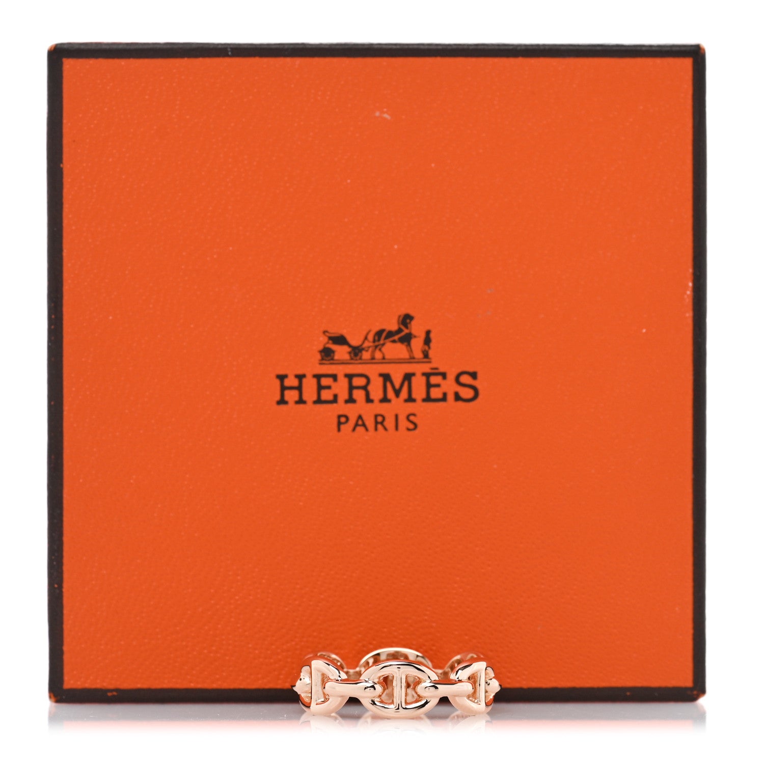 エルメス 18K ローズ ゴールド PM シェーヌ ダンクル アンシャイネ リング 52 6