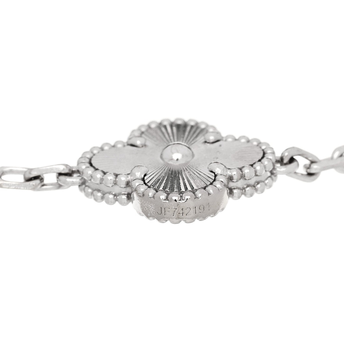 ヴァンクリーフ＆アーペル ヴィンテージアルハンブラ 5モチーフ ブレスレット ギョーシェ 18K ホワイトゴールド VAN CLEEF & ARPELS VINTAGE ALHAMBRA 5 MOTIFS BRACELET GUILLOCHÉ 18K WHITE GOLD