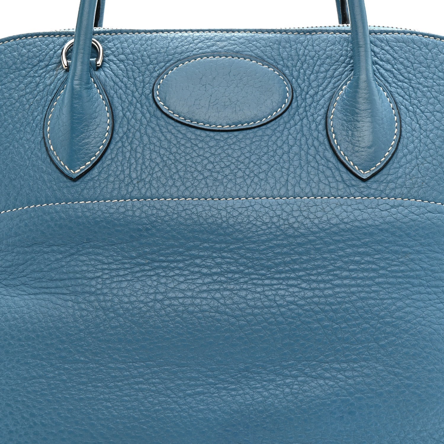 HERMES BOLIDE 35 BLEU JEAN TAURILLON CLEMENCE SILVER HARDWARE