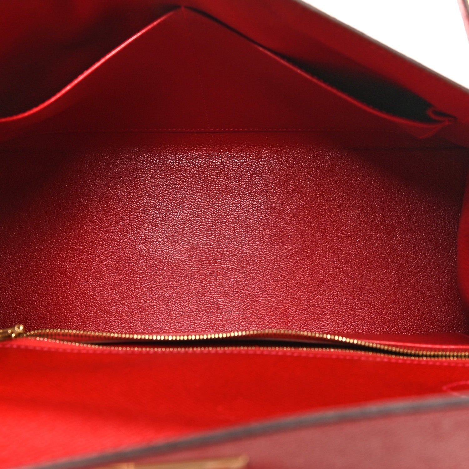 HERMES KELLY 32 SELLIER ROUGE CASAQUE EPSOM GOLD HARDWARE