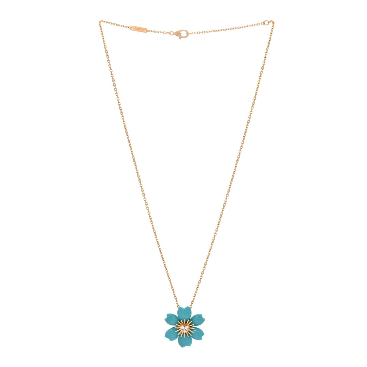 ヴァンクリーフ＆アーペル ミニ RoseDeNoel ペンダントネックレス マルチカラー 18K イエローゴールド VAN CLEEF & ARPELS MINI ROSE DE NOEL PENDANT NECKLACE MULTICOLOR 18K YELLOW GOLD