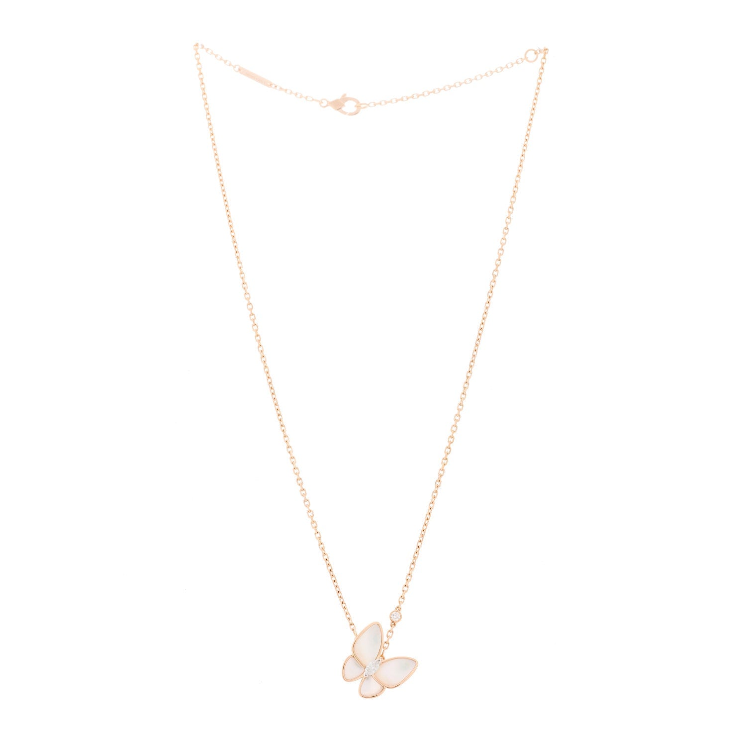 ヴァンクリーフ＆アーペル ツーバタフライ ペンダントネックレス マルチカラー 18K ローズゴールド VAN CLEEF & ARPELS TWO BUTTERFLY PENDANT NECKLACE MULTICOLOR 18K ROSE GOLD