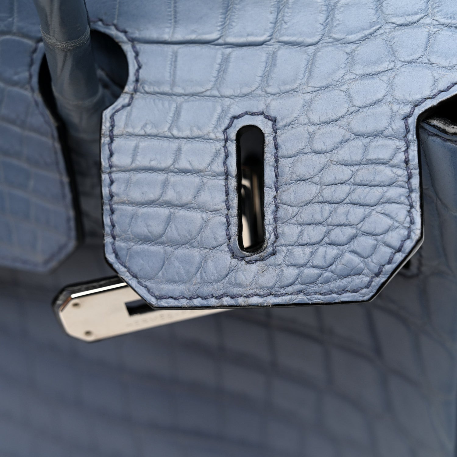 Hermes Birkin 30 Bleu Brighton Matte Porosus Crocodile Silver Hardware HERMES BIRKIN 30 BLEU BRIGHTON SILVER HARDWARE
