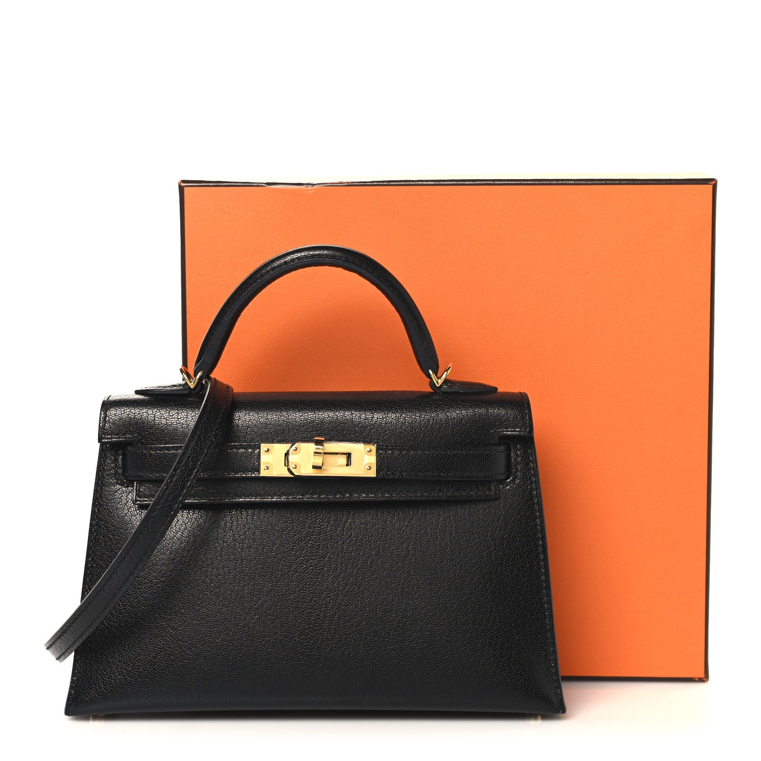 エルメス ミニケリー 20 外縫い Black シェーブル シャムキラ ゴールド金具 HERMES MINI KELLY 20 SELLIER BLACK CHEVRE CHAMKILA GOLD HARDWARE