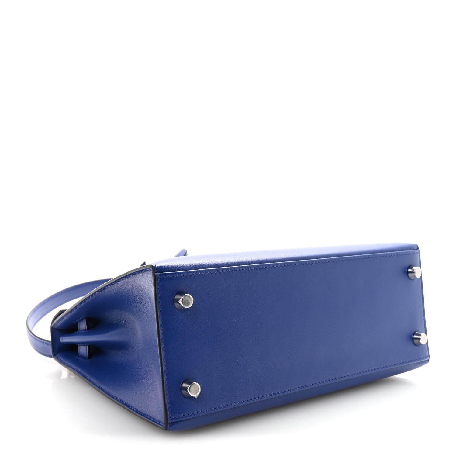 エルメス ケリー 25 外縫い Bleu Electrique ボックス シルバー金具