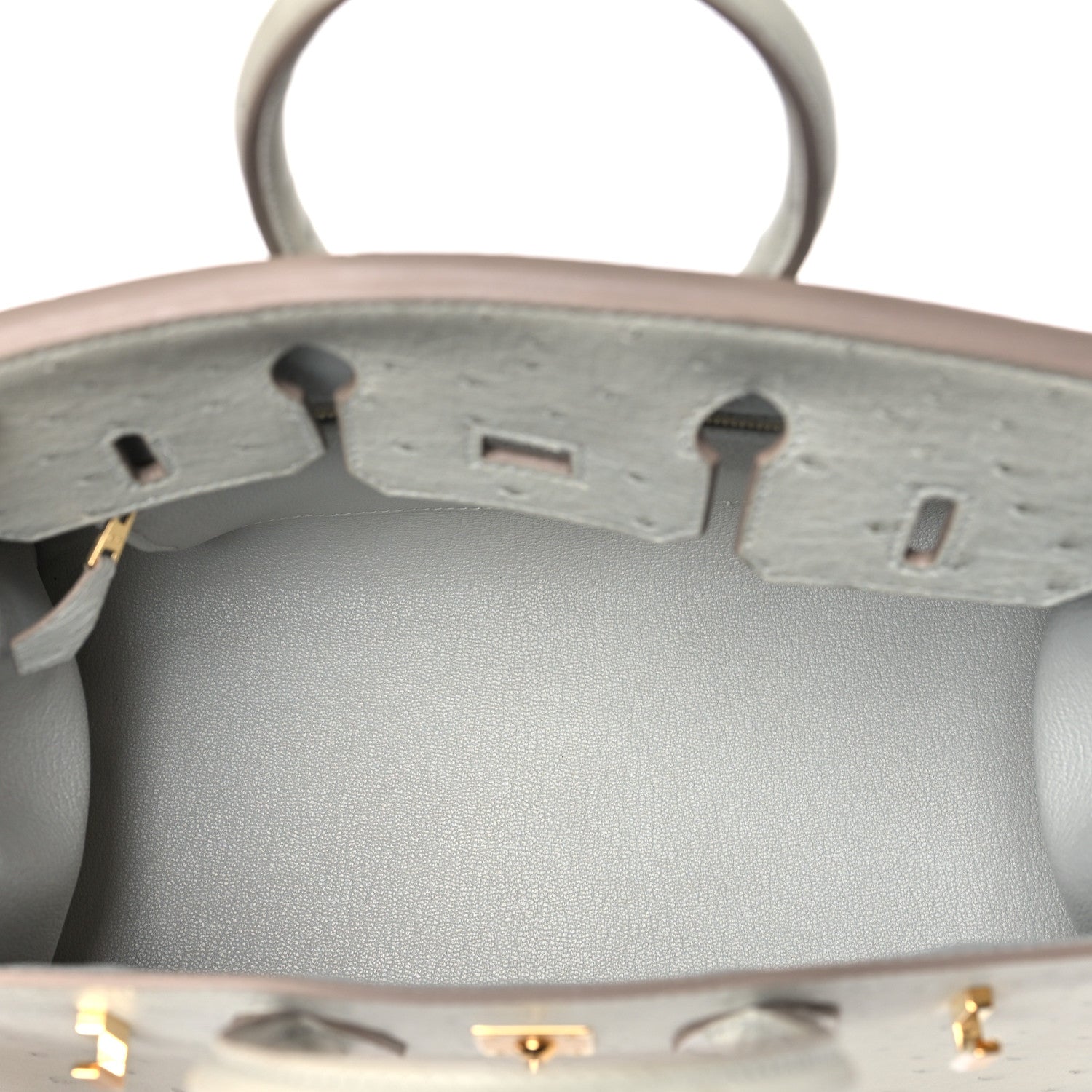 エルメス バーキン 25 外縫い Gris Perle オーストリッチ ゴールド金具 HERMES BIRKIN 25 SELLIER GRIS PERLE OSTRICH GOLD HARDWARE