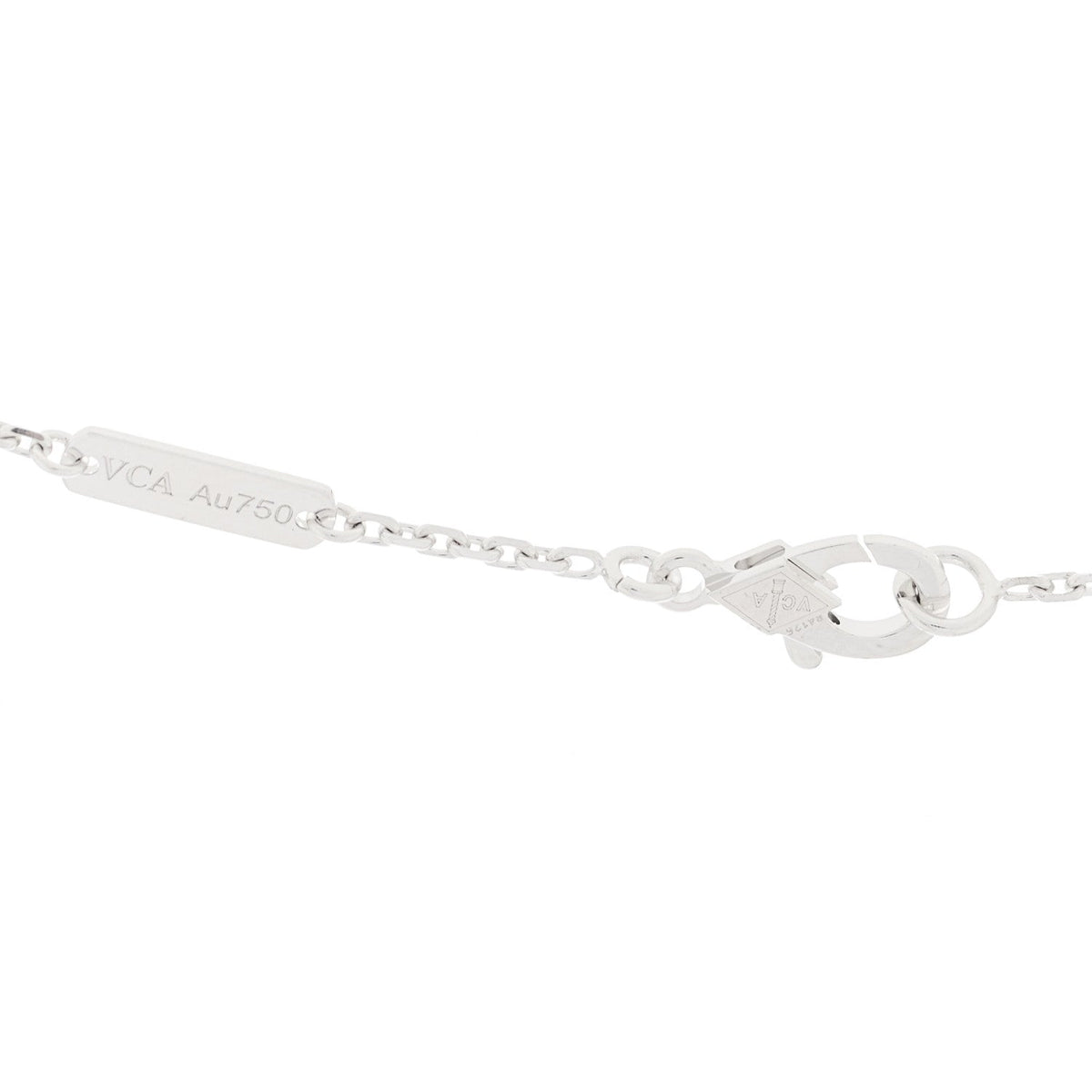 Van Cleef & Arpels Vintage Alhambra Pendant Necklace Guilloche 18K White Gold