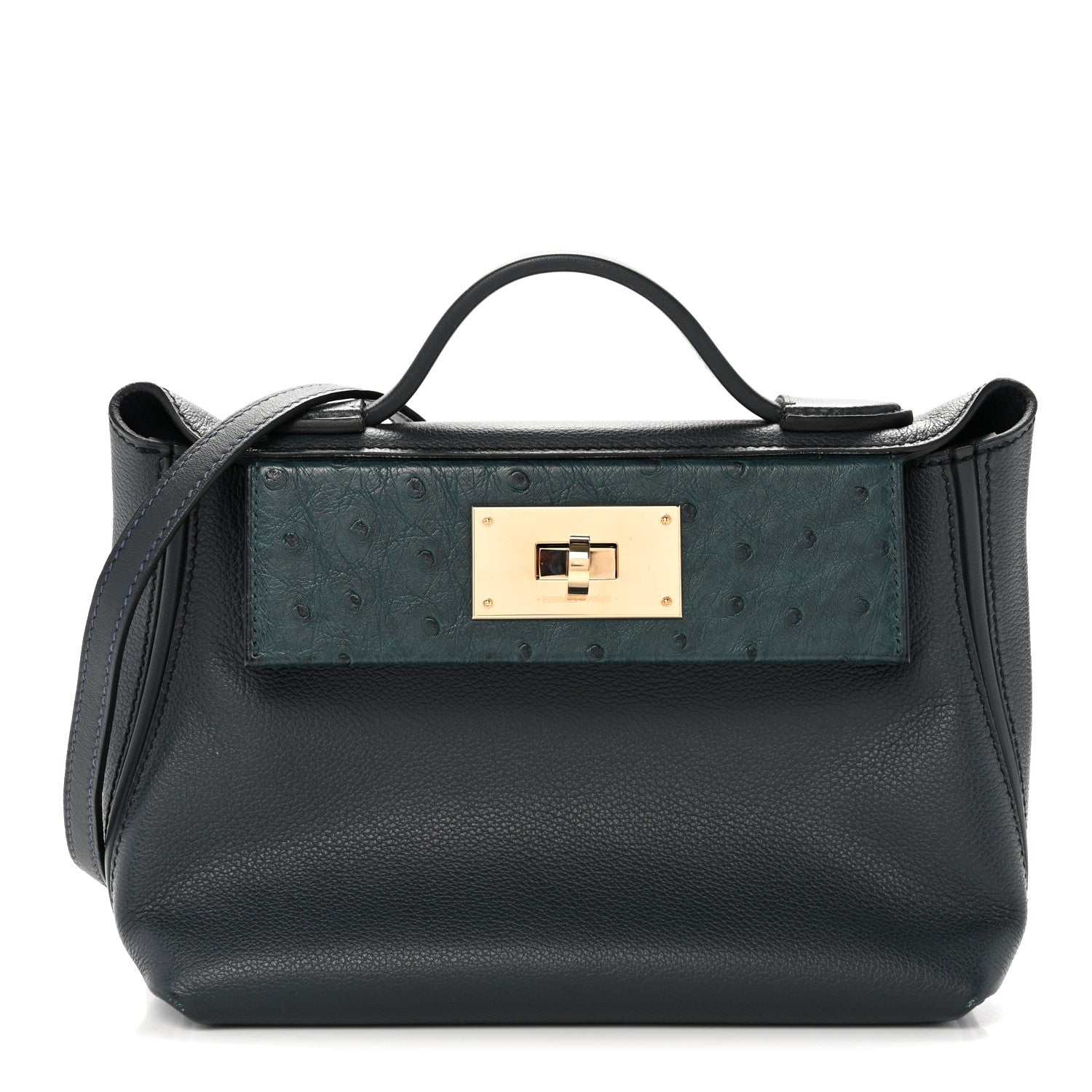 エルメス 24/24 ミニヴァンキャトル 21 Vert Rousseau Vert Cypress エバーカラー / オーストリッチ パーマブラス金具 シャンパンゴールド金具 HERMES 24/24 21 VERT ROUSSEAU VERT CYPRESS EVERCOLOR / OSTRICH BRUSHED GOLD HARDWARE