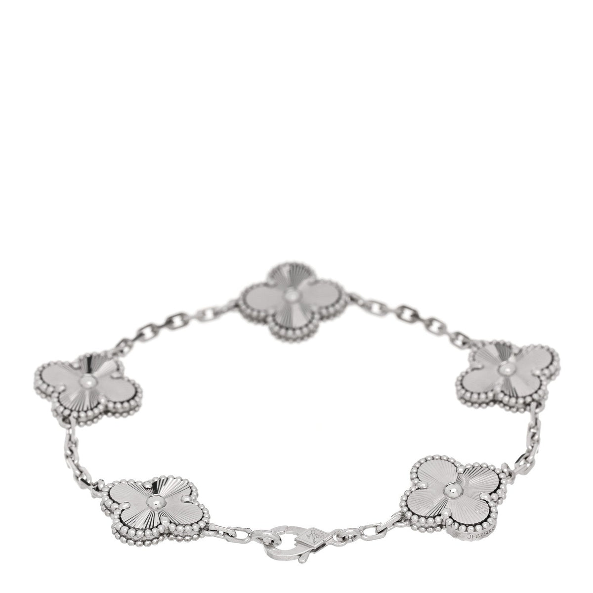 ヴァンクリーフ＆アーペル ヴィンテージアルハンブラ 5モチーフ ブレスレット ギョーシェ 18K ホワイトゴールド VAN CLEEF & ARPELS VINTAGE ALHAMBRA 5 MOTIFS BRACELET GUILLOCHÉ 18K WHITE GOLD