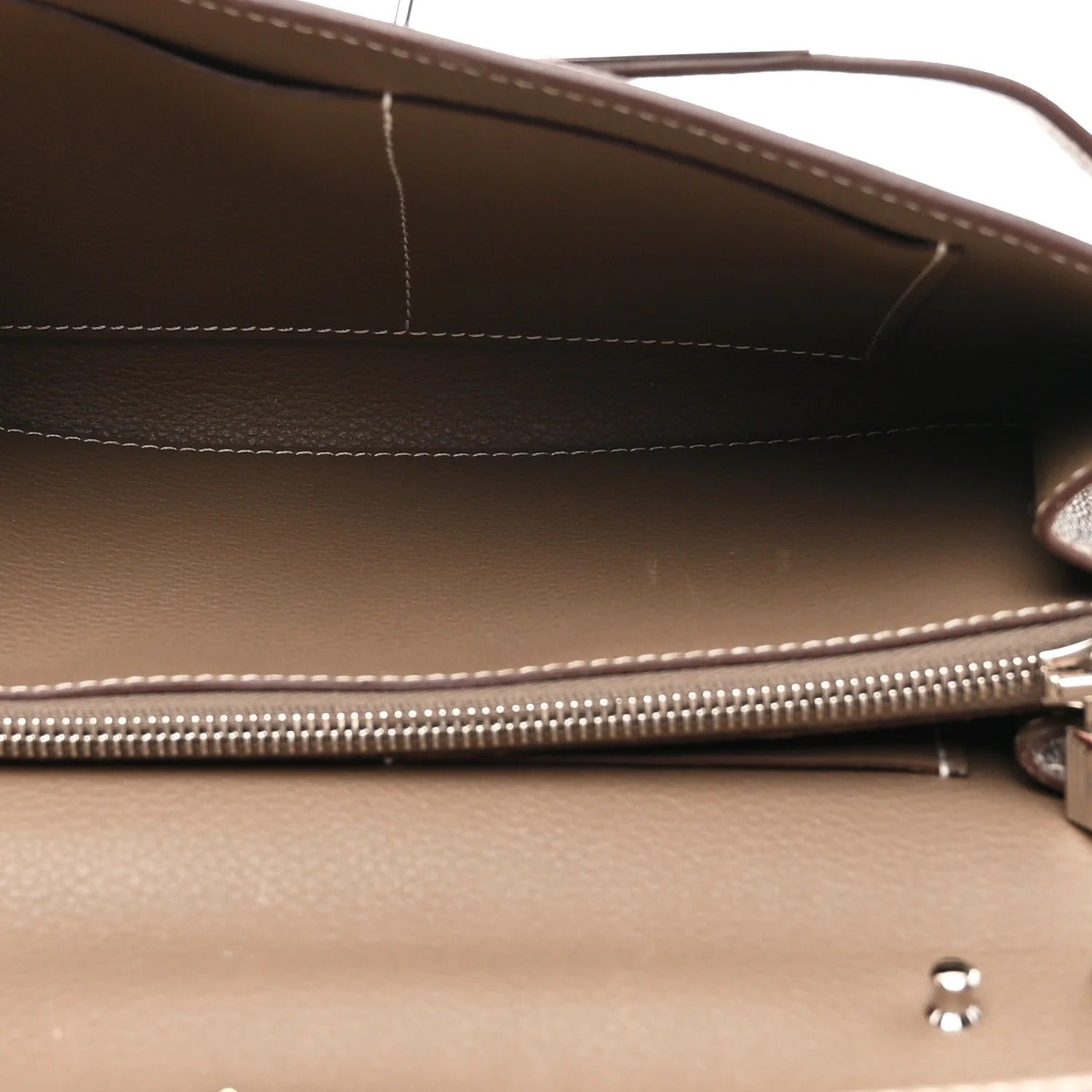 HERMES KELLY TO GO WALLET ETOUPE EVERCOLOR SILVER HARDWARE