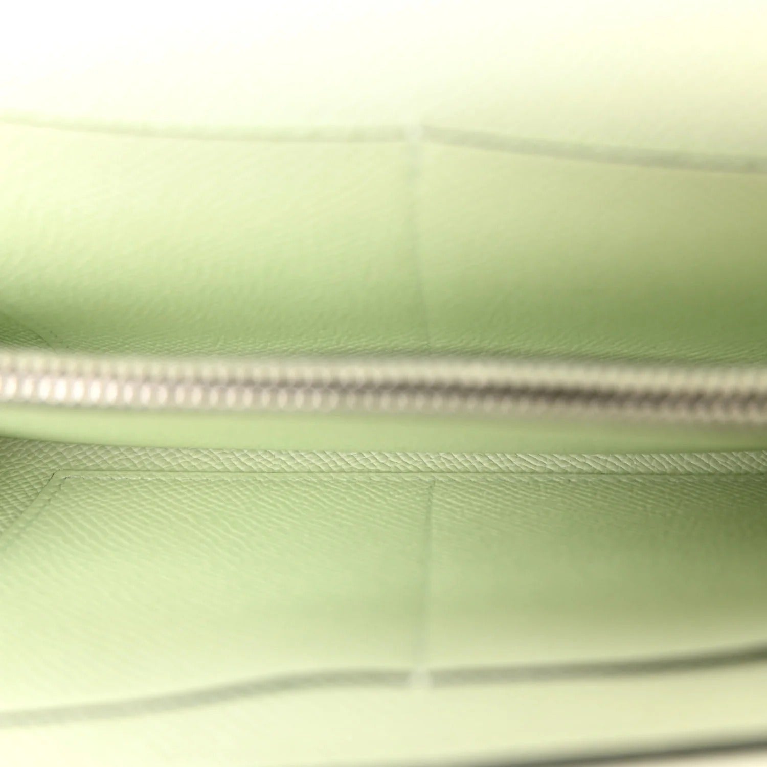 HERMES KELLY TO GO WALLET VERT FIZZ EPSOM SILVER HARDWARE