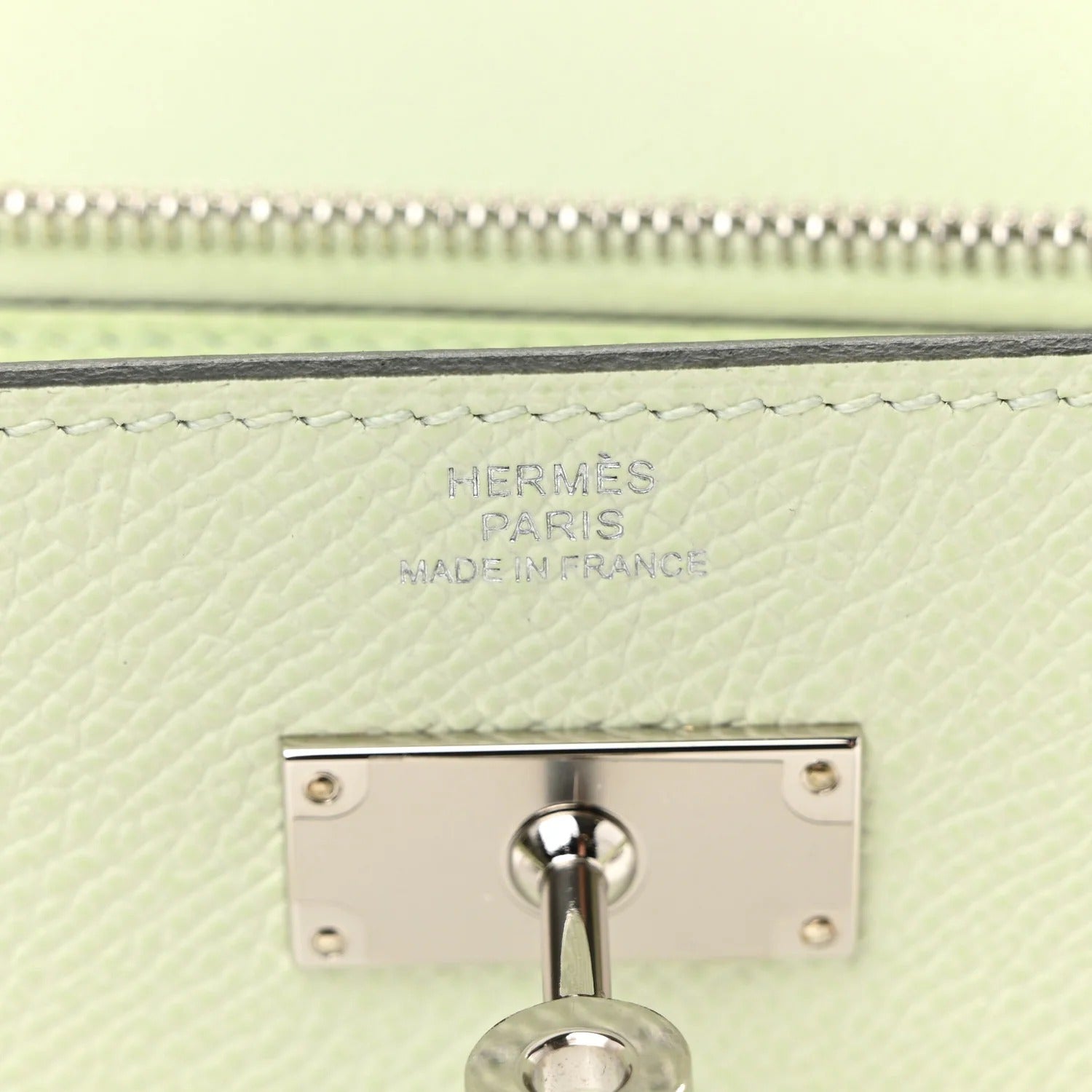 HERMES KELLY TO GO WALLET VERT FIZZ EPSOM SILVER HARDWARE
