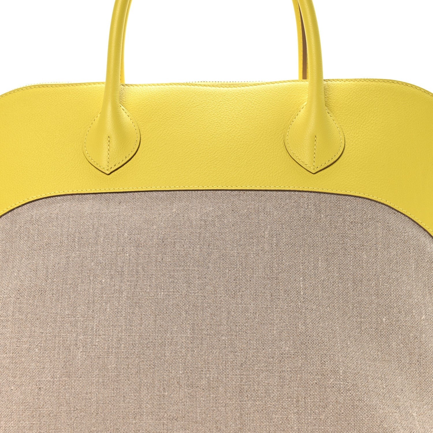 HERMES BOLIDE 45 FICELLE LIME EVERCOLOR TOILE SILVER HARDWARE