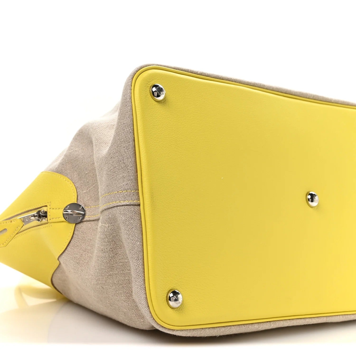 HERMES BOLIDE 45 FICELLE LIME EVERCOLOR TOILE SILVER HARDWARE
