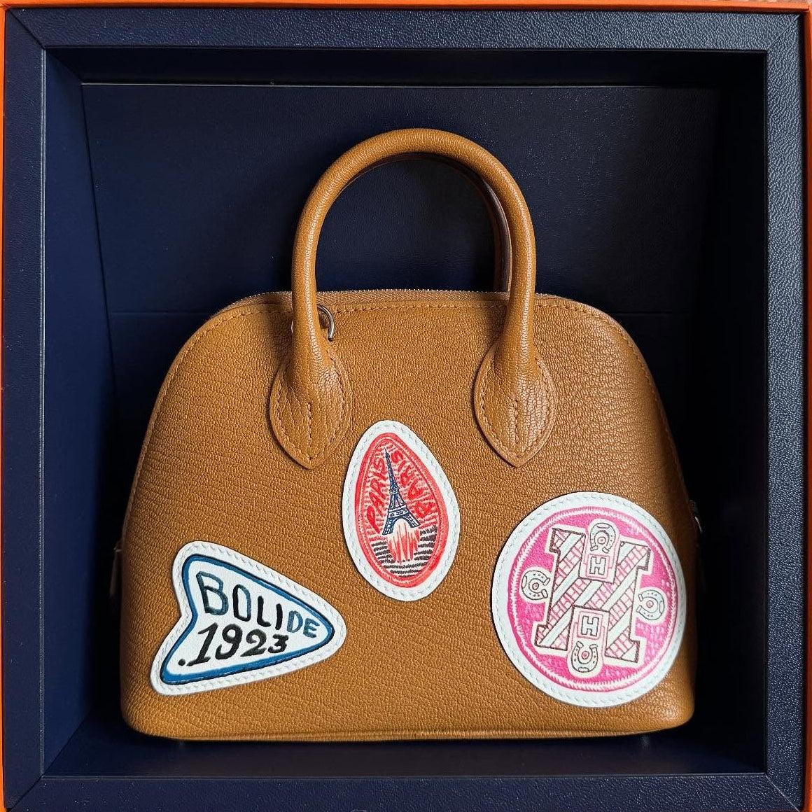 限定品 エルメス ミニボリード 1923 ピケ コレ キャラメル シェーブル シルバー金具 ボリードミニ HERMES MINI BOLIDE 1923 PIQUE COLLE CARAMEL CHEVRE SILVER HARDWARE