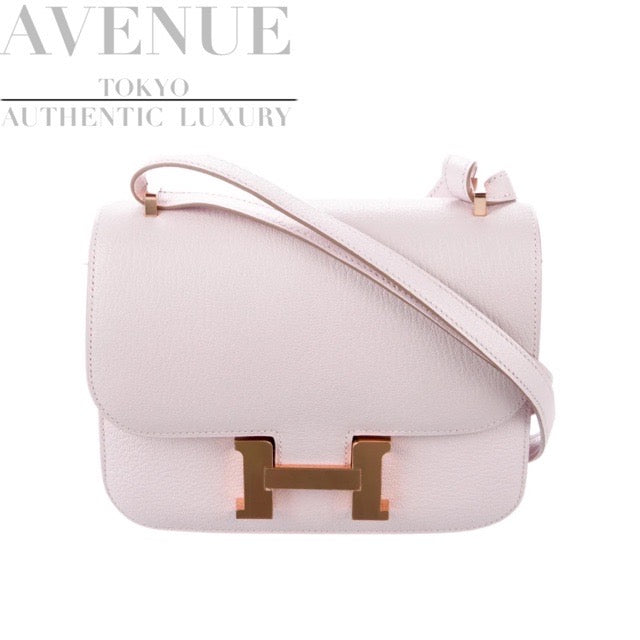 Hermes Constance 18 In Mauve Pale Chevre Mysore Leather With Rose Gold  Hardware