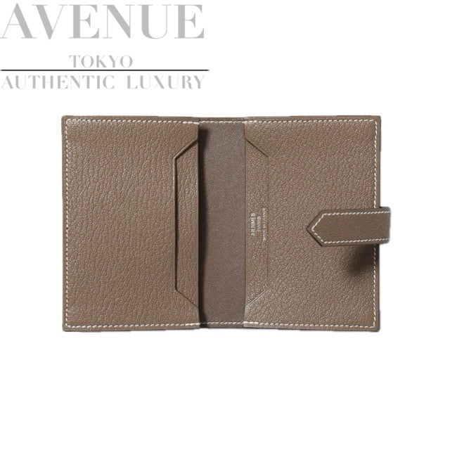 エルメス ベアン カードホルダー ウォレット エトゥープ シェーブル シルバー金具 カードケース 財布 HERMES BEARN CARD HOLDER WALLET ETOUPE CHEVRE SILVER HARDWARE【中古】