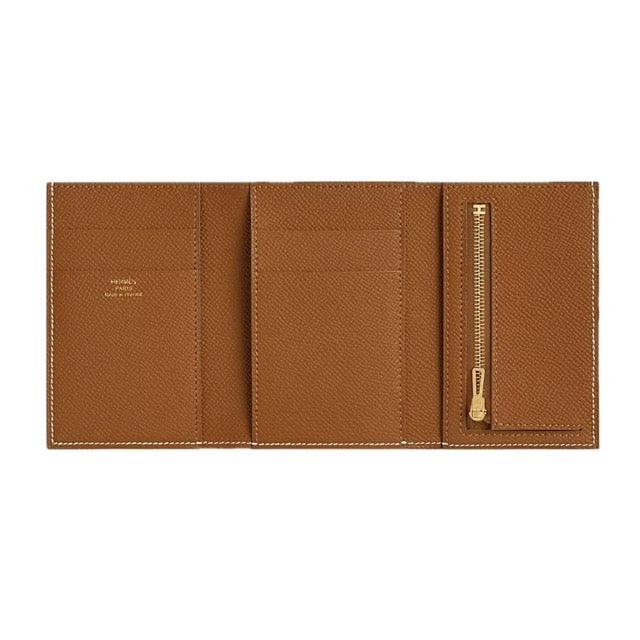 エルメス ベアン コンビネ ミニウォレット ヴェルソ クレ ゴールド エプソン ゴールド金具 三つ折り財布 HERMES BEARN COMBINE TRI-FOLD WALLET VERSO CRAIE GOLD EPSOM GOLD HARDWARE