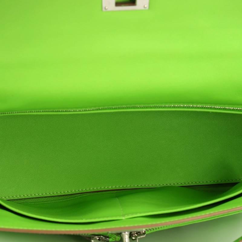 Hermes Kelly Lakis 35 Granny Green Apple Color Swift All Leather Silver Hardware HERMES KELLY LAKIS 35 GRANNY APPLE GREEN SILVER HARDWARE [Used] 