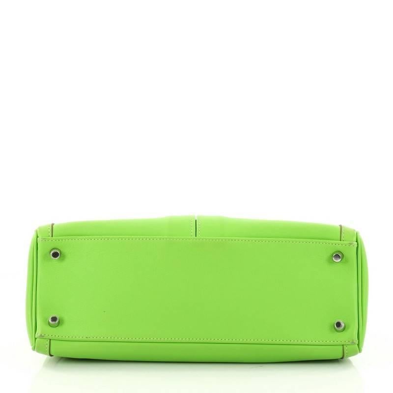 Hermes Kelly Lakis 35 Granny Green Apple Color Swift All Leather Silver Hardware HERMES KELLY LAKIS 35 GRANNY APPLE GREEN SILVER HARDWARE [Used] 