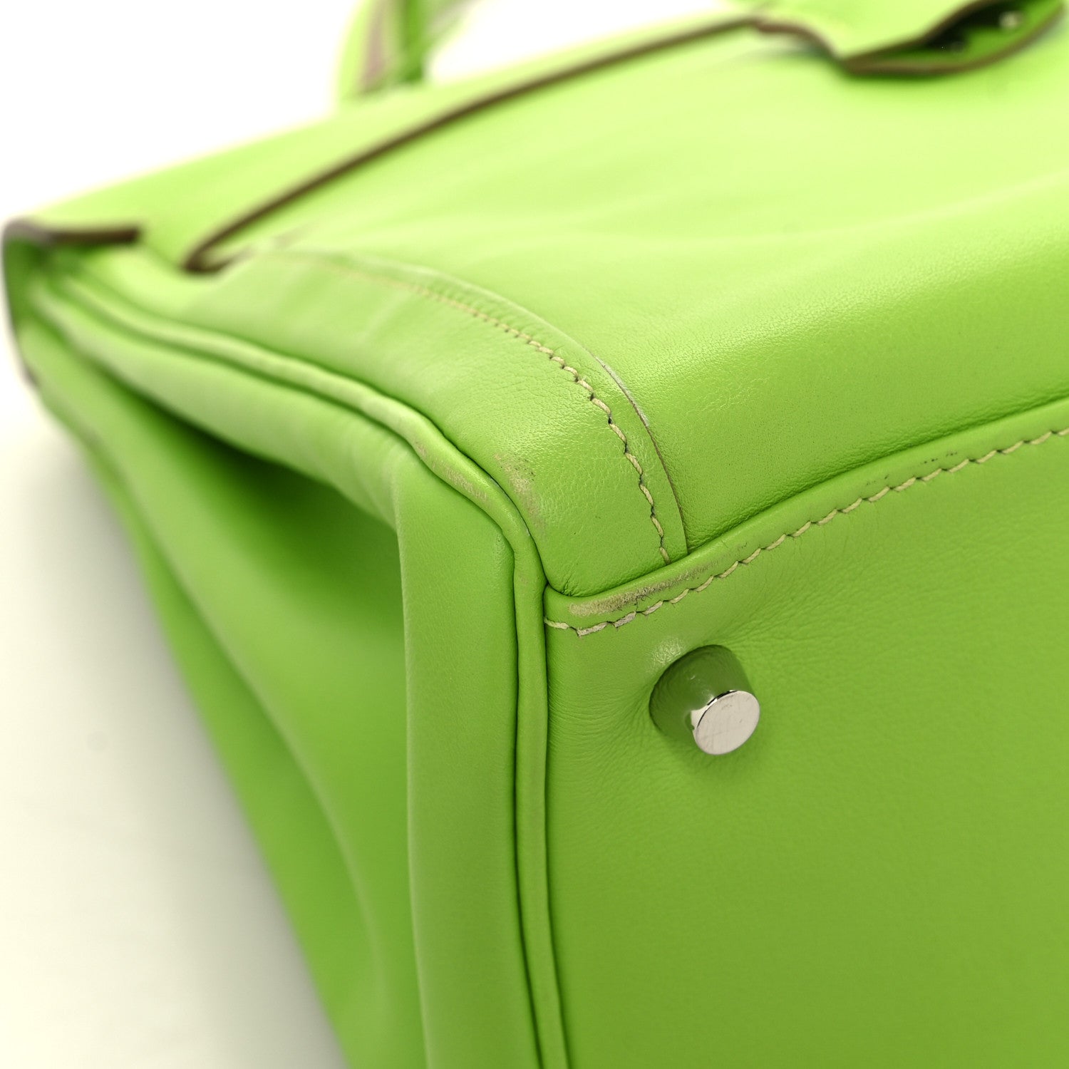 Hermes Kelly Lakis 35 Granny Green Apple Color Swift All Leather Silver Hardware HERMES KELLY LAKIS 35 GRANNY APPLE GREEN SILVER HARDWARE [Used] 