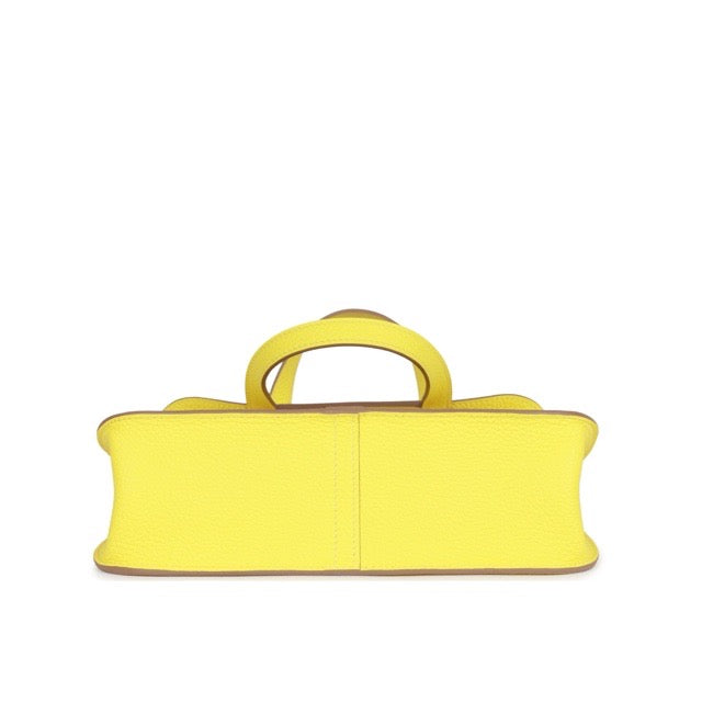HERMES HALZAN 25 LIME TAURILLON CLEMENCE SILVER HARDWARE