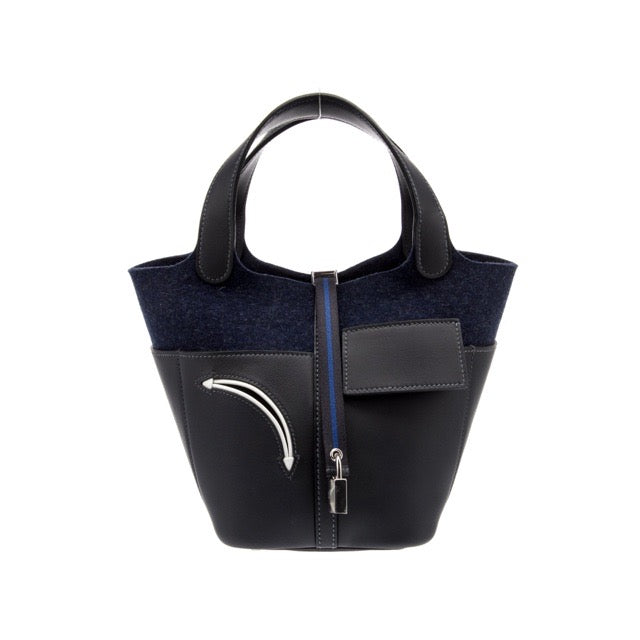 エルメス ピコタンロック PM 18 ゴーチーム Bleu Nuit Caban フェルト スイフト シルバー金具 HERMES PICOTIN LOCK PM 18 GO TEAM BLEU NUIT CABAN FEUTRE SWIFT SILVER HARDWARE