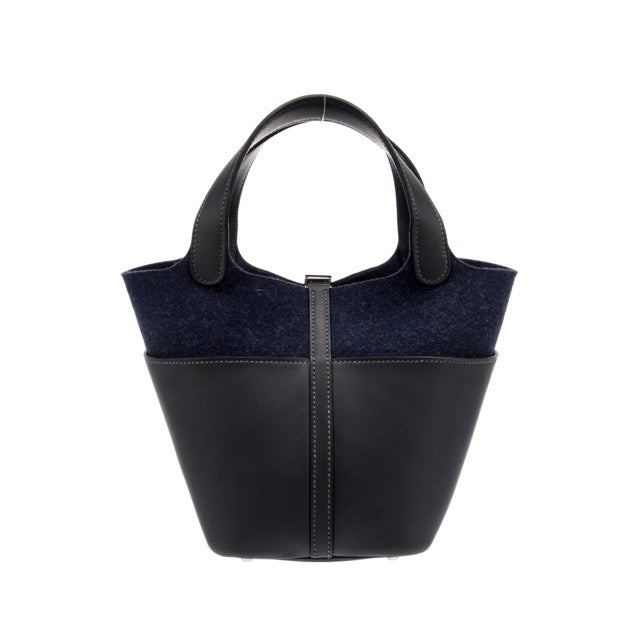 エルメス ピコタンロック PM 18 ゴーチーム Bleu Nuit Caban フェルト スイフト シルバー金具 HERMES PICOTIN LOCK PM 18 GO TEAM BLEU NUIT CABAN FEUTRE SWIFT SILVER HARDWARE