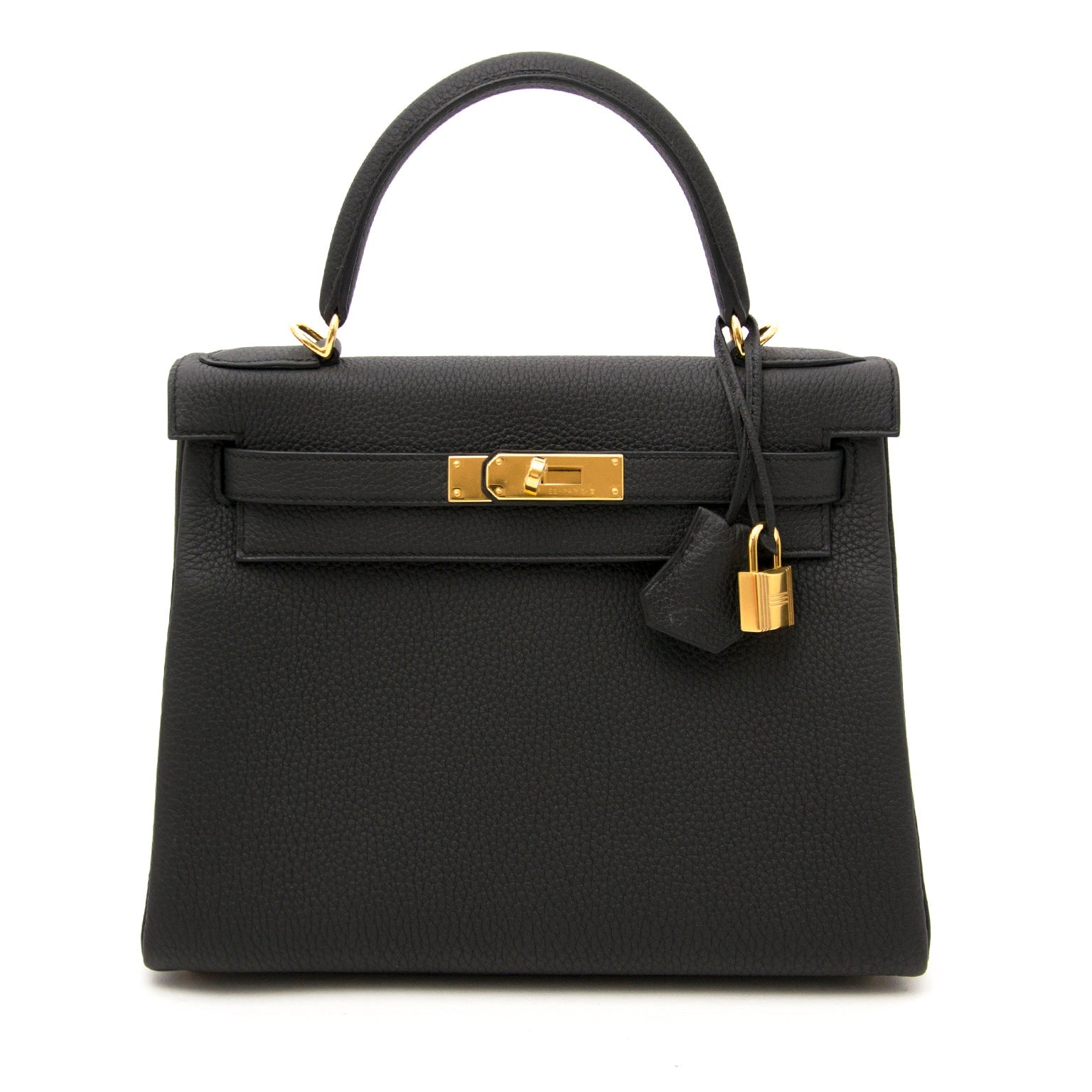 HERMES KELLY 28 SELLIER BLACK TOGO GOLD HARDWARE