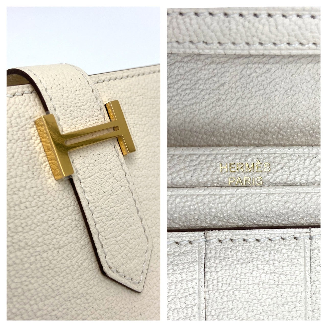 最短当天发货 [全新未使用] 2022 年制造 Hermes Bearn Souffle Bearn 长钱包 Nata Chevre Gold Hardware HERMES BEARN GUSSET WALLET NATA CHEVRE GOLD HARDWARE