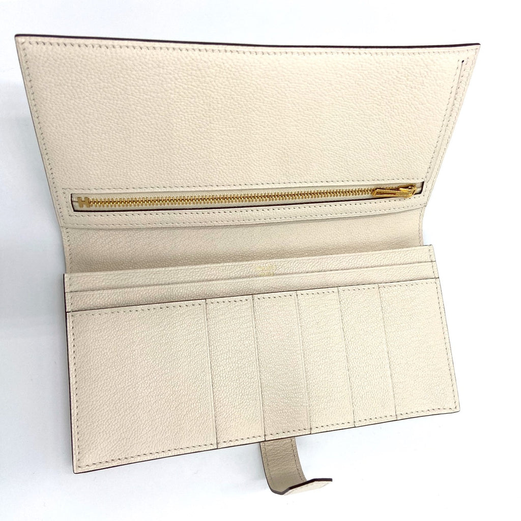 Shortest same day shipping [New unused] Made in 2022 Hermes Bearn Souffle Bearn Long Wallet Nata Chevre Gold Hardware HERMES BEARN GUSSET WALLET NATA CHEVRE GOLD HARDWARE