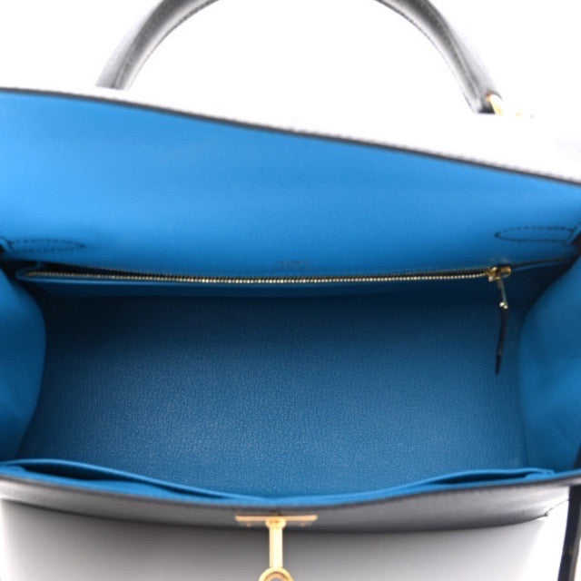 [Very Good Condition] Made in 2021 Hermes Kelly 28 Kazak Blue Indigo Black Blue Frida Epson Gold Hardware HERMES KELLY SELLIER 28 CASAQUE BLEU INDIGO BLACK BLEU FRIDA EPSOM GOLD HARDWARE [Overseas Imported Used Item] [Used]