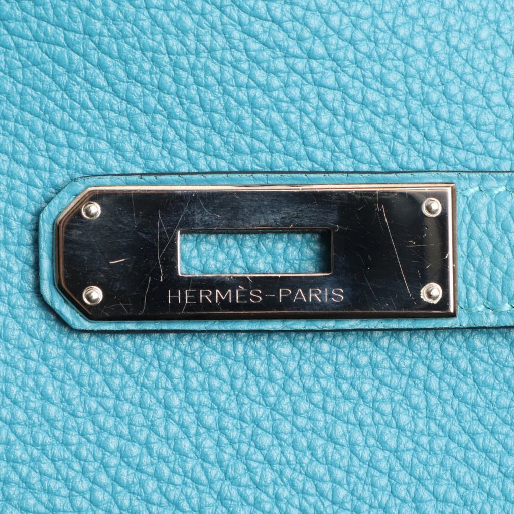 [品相极佳] Hermes Kelly 35 Turquoise Togo Silver Hardware HERMES KELLY 35 TURQUOISE TOGO SILVER HARDWARE