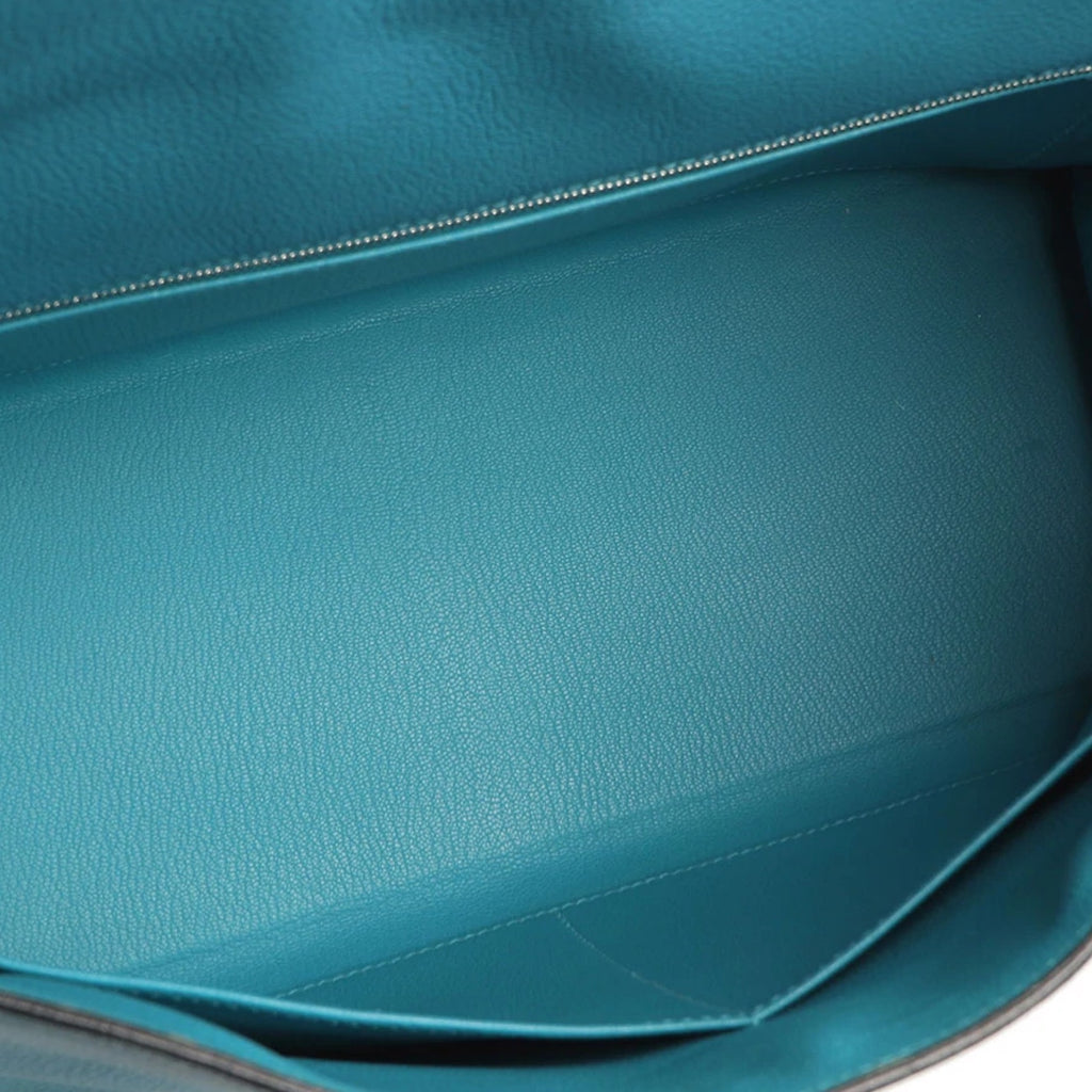 [Very Good Condition] Hermes Kelly 35 Turquoise Togo Silver Hardware HERMES KELLY 35 TURQUOISE TOGO SILVER HARDWARE