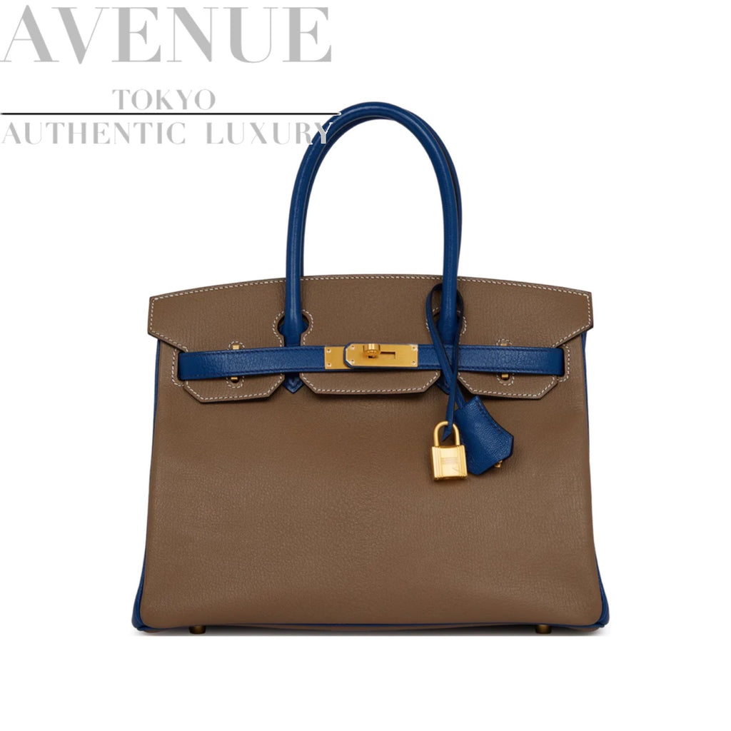 Hermes Special Order (HSS) Birkin 25 Bleu Nuit and Craie Togo Gold Hardware