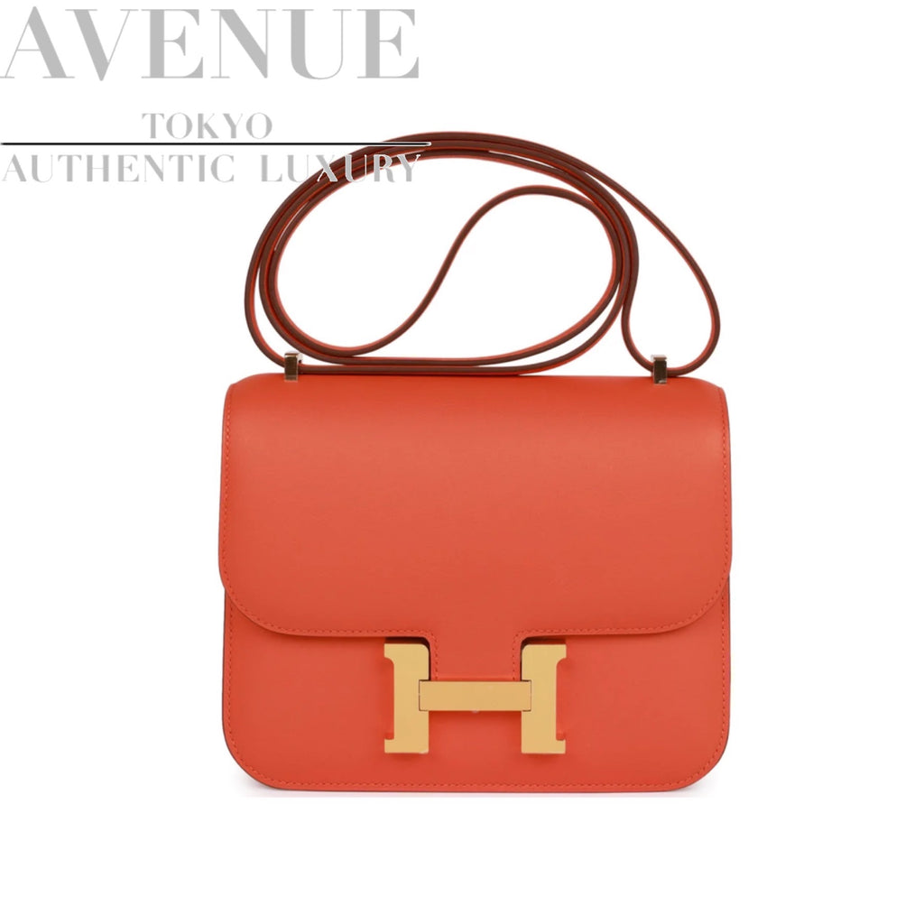 【全新未使用】2022年制造Hermes Mini Constance 18 Orange Swift Gold hardware shoulder  bag HERMES CONSTANCE MINI 18 ORANGE SWIFT GOLD HARDWARE